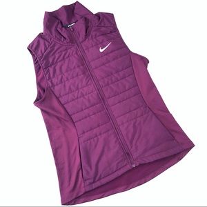 Nike Running Purple Windbreaker Fleece Puffer Vest